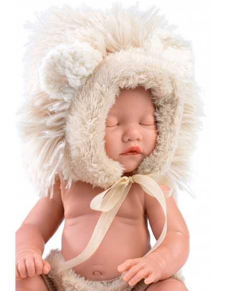 Llorens Doll Mini Doll Baby Luxury Fur Hat 31 cm - Cream Llorens Dolls