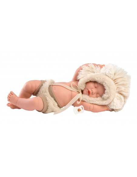 Llorens Doll Mini Doll Baby Luxury Fur Hat 31 cm - Cream Llorens Dolls