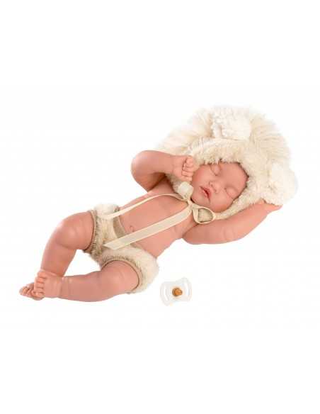 Llorens Doll Mini Doll Baby Luxury Fur Hat 31 cm - Cream Llorens Dolls