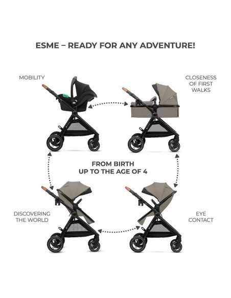 Kinderkraft Multifunctional Baby Stroller ESME 3in1-Sand Beige kinderkraft