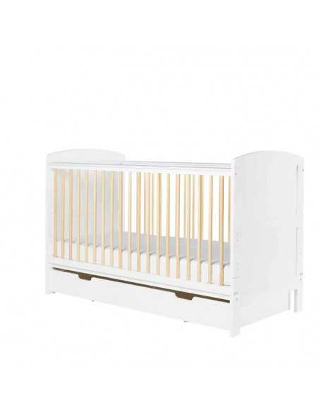 Ickle Bubba Coleby Scandi Classic Cot Bed And Under Drawer-White And Under Drawer With Premium Sprung Mattress Ickle Bubba