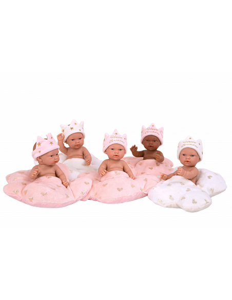 Elegance Birthday Pillines dolls (6 units) with cushion in display case 