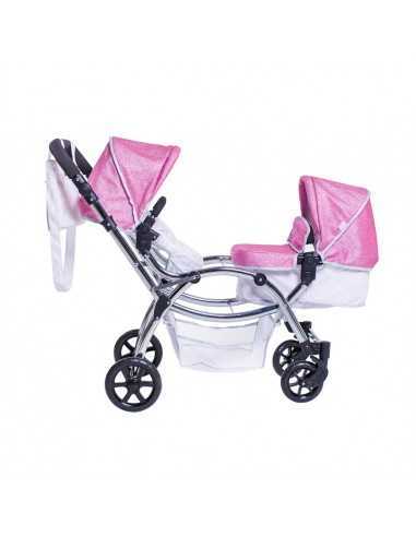 Roma Stephanie Twin Dolls Pram-Pink Roma Stephanie Twin Dolls Pram-Pink