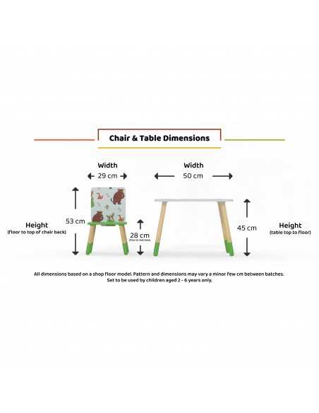 Kidsaw Gruffalo Table & Chairs-Grey/Green Kidsaw