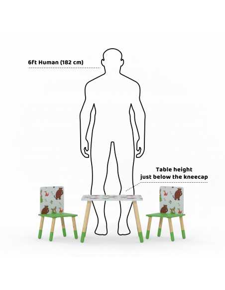 Kidsaw Gruffalo Table & Chairs-Grey/Green Kidsaw