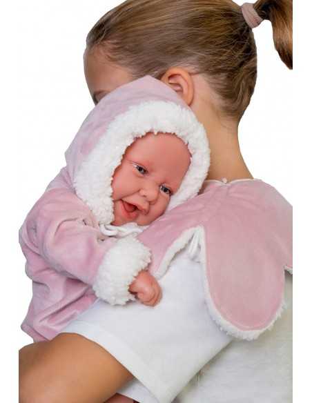 Antonio Juan Doll Newborn Carla with Butterfly Washcloth and Feeding Bottle 42cm-Pink Roma
