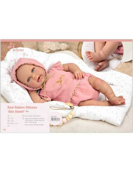 Llorens Dolls Ada Sweet Silicone Real Reborn Baby 46cm-Pink/White Llorens Dolls