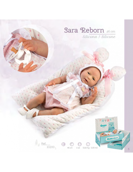 Llorens Dolls Sara Silicone Real Reborn Baby 46cm-Pink/White Llorens Dolls