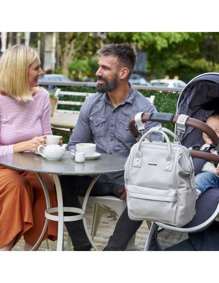 Bababing Mani Vegan Leather Backpack Changing Bag-Dove Grey BabaBing UK