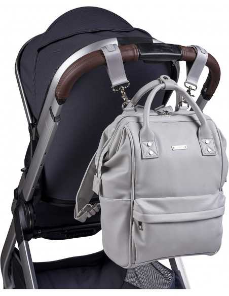 Bababing Mani Faux Leather Backpack Changing Bag-Dove Grey BabaBing UK