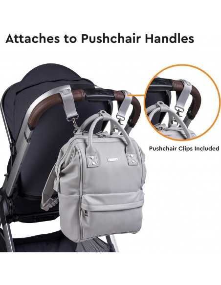 Bababing Mani Faux Leather Backpack Changing Bag-Dove Grey BabaBing UK