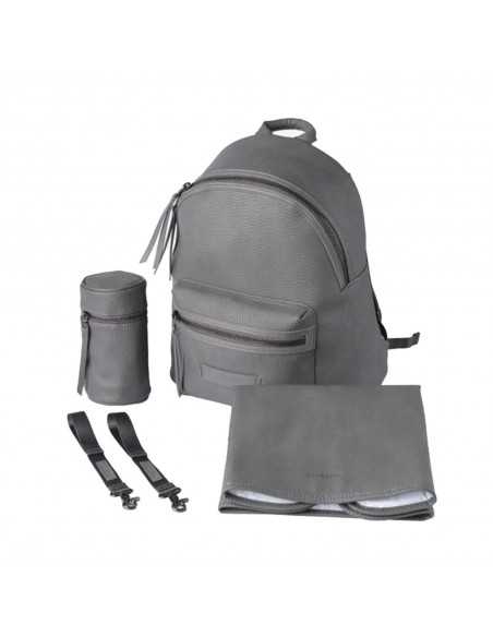 Bababing Luca Tumbled Vegan Leather Backpack-Grey BabaBing UK