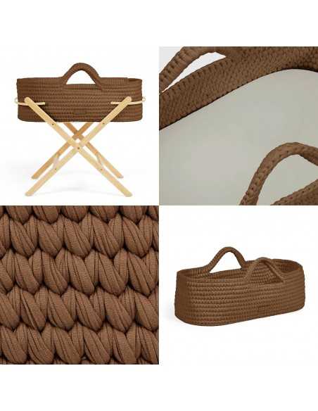 Ickle Bubba Nova Crochet Moses Basket & Foldable Stand-Pine/Mocha Ickle Bubba