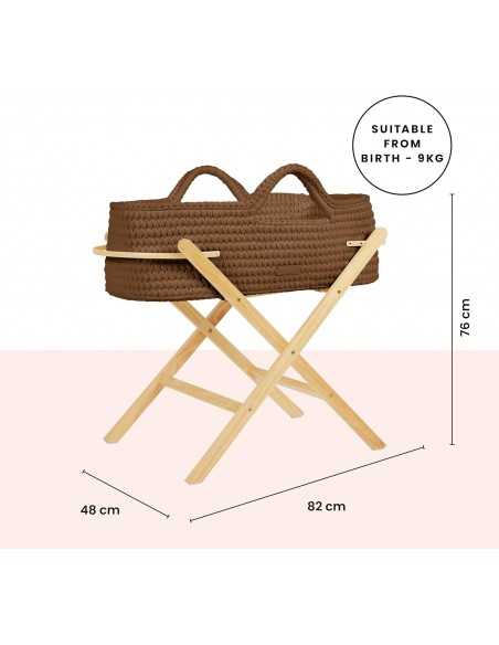 Ickle Bubba Nova Crochet Moses Basket & Foldable Stand-Pine/Mocha Ickle Bubba