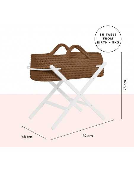 Ickle Bubba Nova Crochet Moses Basket & Foldable Stand-White/Mocha Ickle Bubba