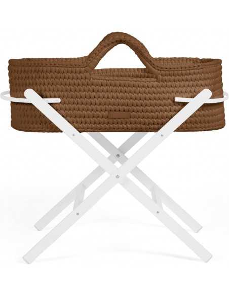 Ickle Bubba Nova Crochet Moses Basket & Foldable Stand-White/Mocha Ickle Bubba
