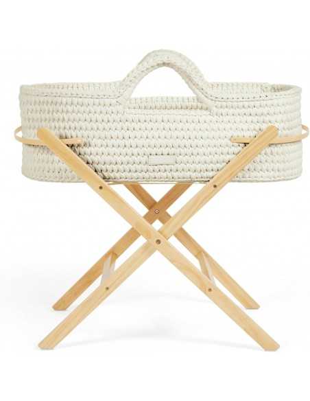 Ickle Bubba Nova Crochet Moses Basket & Foldable Stand-Pine/Cloud Ickle Bubba