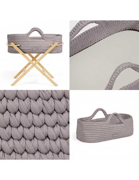 Ickle Bubba Nova Crochet Moses Basket & Foldable Stand-Pine/Tawny Ickle Bubba