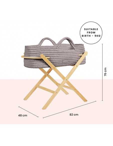 Ickle Bubba Nova Crochet Moses Basket & Foldable Stand-Pine/Tawny Ickle Bubba
