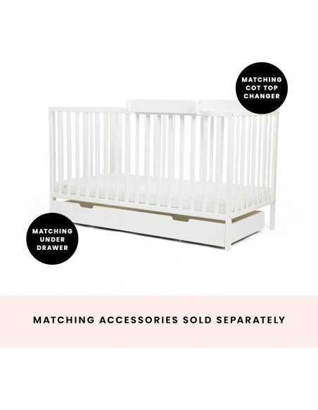 Ickle Bubba Hartley Classic Cot & Fibre Mattress-White Ickle Bubba