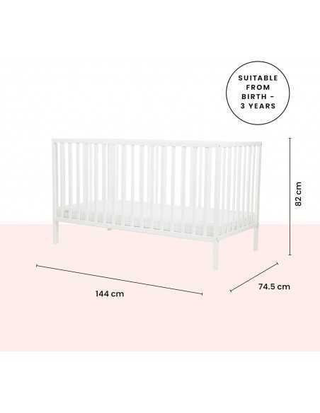 Ickle Bubba Hartley Classic Cot & Fibre Mattress-White Ickle Bubba