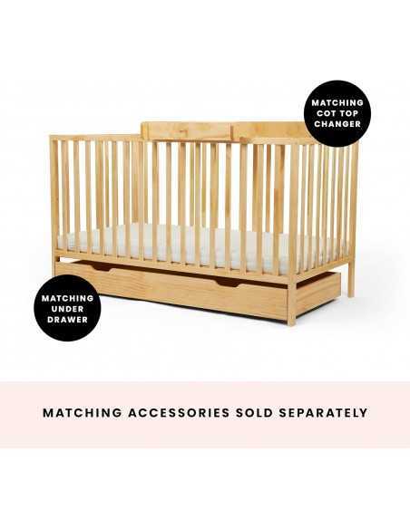 Ickle Bubba Hartley Classic Cot & Fibre Mattress-Pine Ickle Bubba