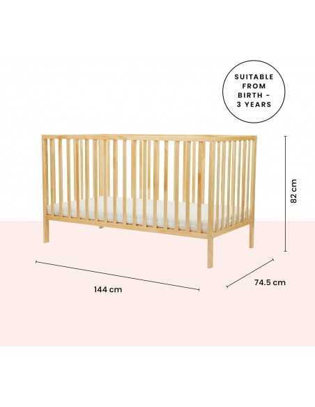 Ickle Bubba Hartley Classic Cot & Fibre Mattress-Pine Ickle Bubba