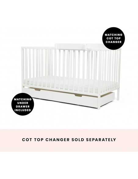 Ickle Bubba Hartley Classic Cot & Under Drawer-White Ickle Bubba
