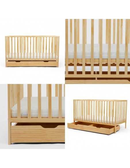 Ickle Bubba Hartley Classic Cot & Under Drawer-Pine Ickle Bubba
