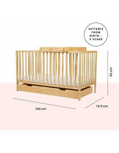 Ickle Bubba Hartley Classic 2 Piece Furniture Set & Fibre Mattress-Pine Ickle Bubba