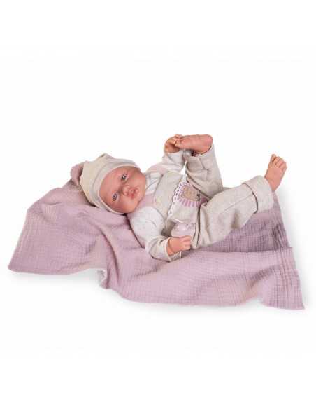 Muncas Antonio Juan Poseable Doll with Blanket 50cm-Pink Roma