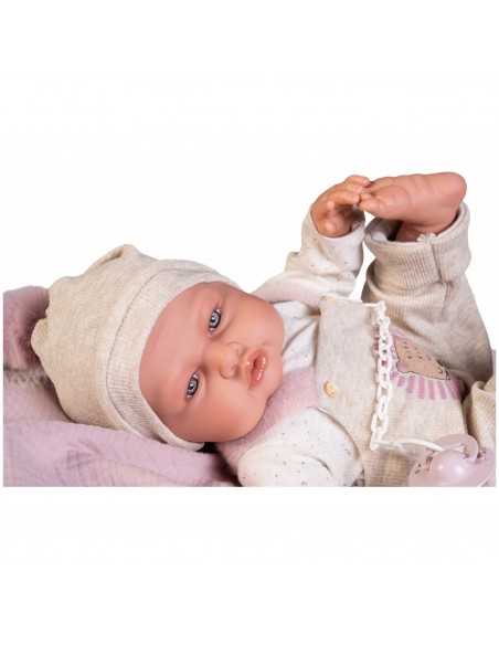 Muncas Antonio Juan Poseable Doll with Blanket 50cm-Pink Roma