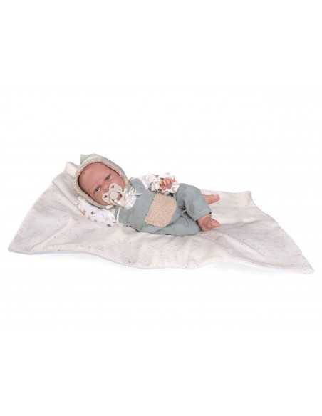 Muncas Antonio Juan Doll Newborn Clara with Blanket 34cm-Grey Roma
