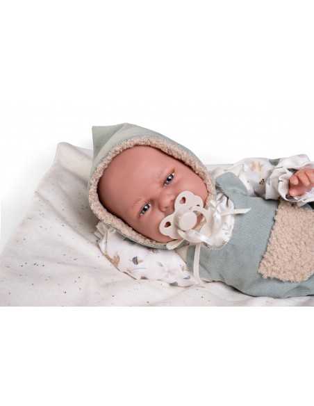 Muncas Antonio Juan Doll Newborn Clara with Blanket 34cm-Grey Roma