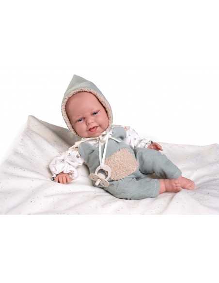 Muncas Antonio Juan Doll Newborn Clara with Blanket 34cm-Grey Roma
