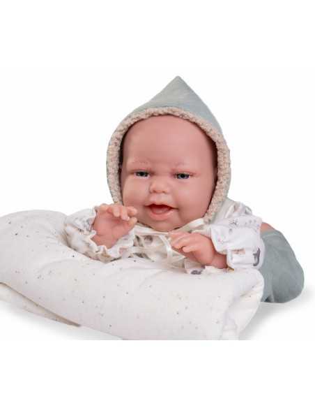 Muncas Antonio Juan Doll Newborn Clara with Blanket 34cm-Grey Roma