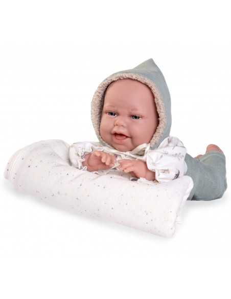 Muncas Antonio Juan Doll Newborn Clara with Blanket 34cm-Grey Roma