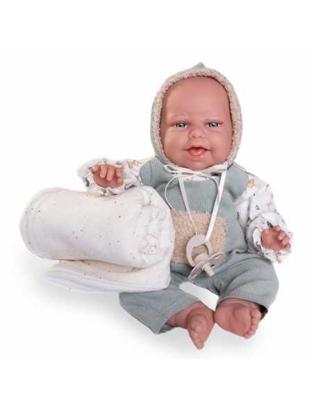 Muncas Antonio Juan Doll Newborn Clara with Blanket 34cm-Grey Roma