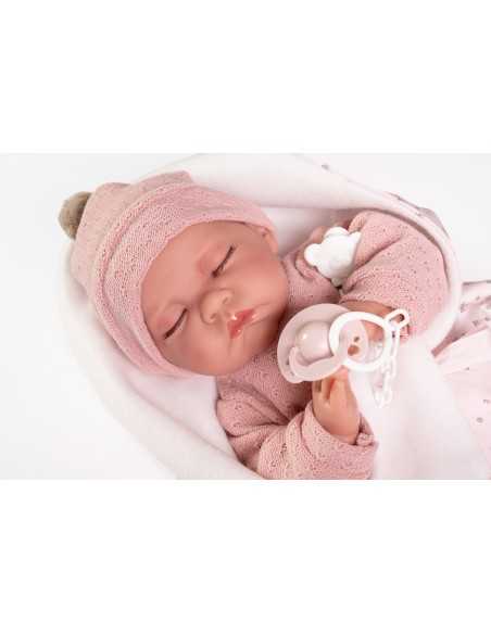 Muncas Antonio Juan Doll Newborn Luna with Blanket 42cm-Pink Roma