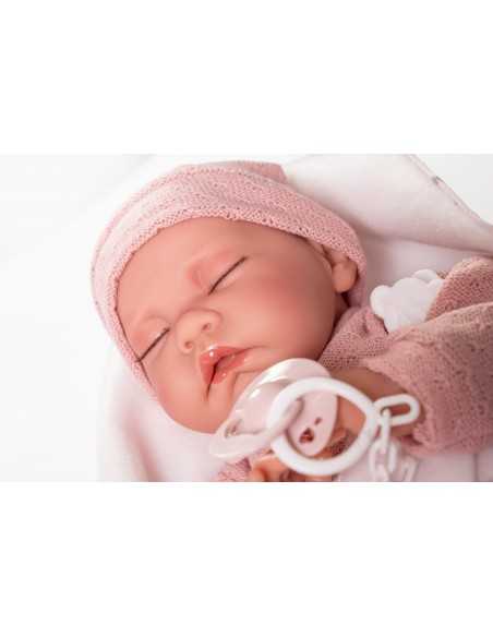 Muncas Antonio Juan Doll Newborn Luna with Blanket 42cm-Pink Roma