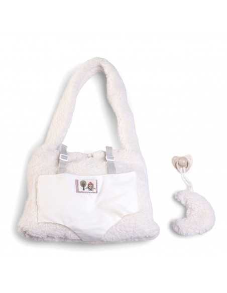 Muncas Antonio Juan Doll Newborn Lea with Fleece Baby Carrier 42cm-White Roma