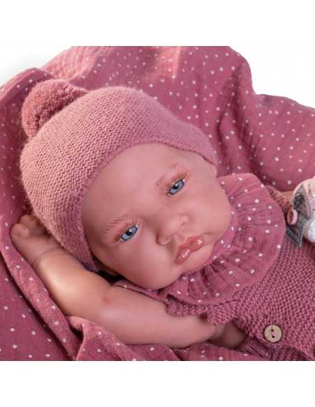 Muncas Antonio Juan Doll Sweet Reborn Lúa with Pink Blanket 42cm-Pink Roma