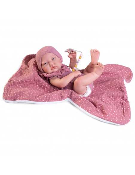 Muncas Antonio Juan Doll Sweet Reborn Lúa with Pink Blanket 42cm-Pink Roma