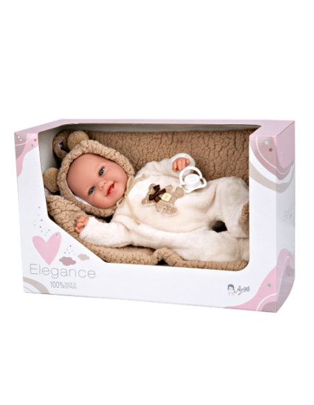 Arias Elegance 35 cm Babyto Brown with Blanket (Weighted Doll) - 60828 Arias Toys