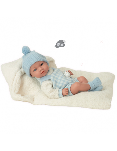 Arias Elegance 38 cm Aria Blue with Blanket (Weighted Doll, Vinyl Body, Boy) - 60987 Arias Toys