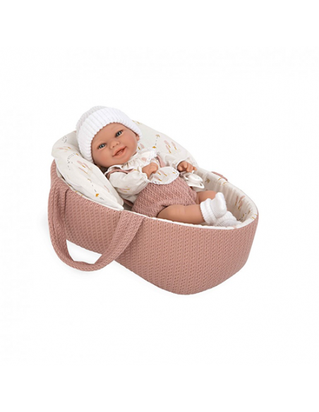 Arias Elegance 33 cm Babyto Pink with Carrycot (Vinyl Body, Girl) - 60729 Arias Toys