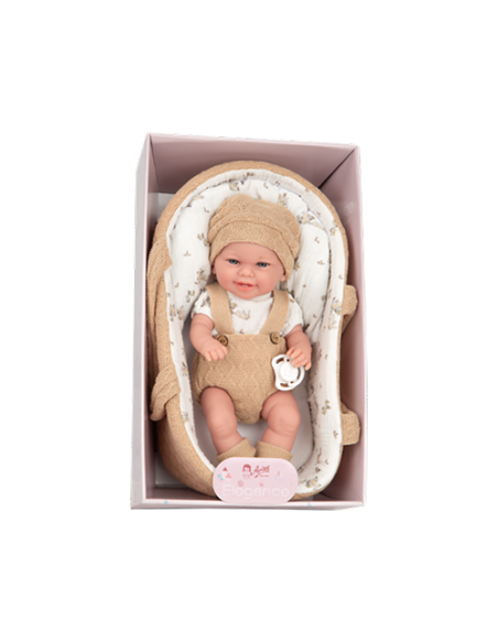 Arias Elegance 33 cm Babyto Brown with Carrycot (Vinyl Body, Boy) - 60892 Arias Toys