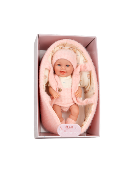 Arias Elegance 33 cm Gadi Pink with Carrycot (Vinyl Body, Girl) - 60889 Arias Toys