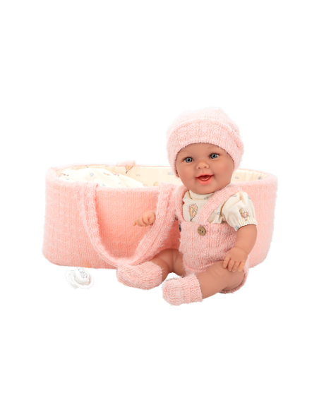Arias Elegance 33 cm Gadi Pink with Carrycot (Vinyl Body, Girl) - 60889 Arias Toys