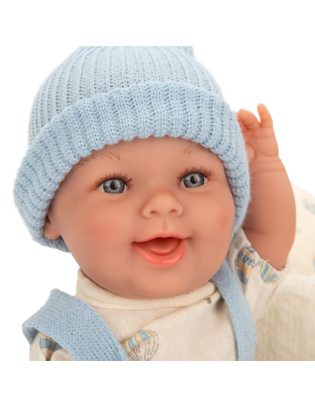 Arias Elegance Doll 33 cm Gadi Blue with Carrycot (Vinyl Body, Boy) - 60893 Arias Toys